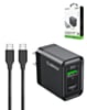 Esoulk PD&QC Wall Charger with C-C USB Cable (5ft) (30W) (BLACK) (Only Ground Shipping)