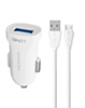 LDNIO C17 1A USB-A Car Charger with USB-M Cable (WHITE) (3ft) (24W) (Only Ground Shipping)