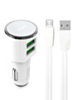LDNIO C29 3.4A Dual USB-A Car Charger with USB A-M Cable (RED) (3ft) (17W) (Only Ground Shipping)