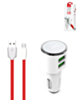 LDNIO C29 3.4A Dual USB-A Car Charger with USB A-M Cable (RED) (3ft) (17W) (Only Ground Shipping)