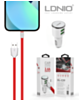 LDNIO C29 3.4A Dual USB-A Car Charger with USB A-M Cable (RED) (3ft) (17W) (Only Ground Shipping)