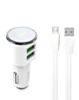 LDNIO C29 3.4A Dual USB-A Car Charger with USB A-M Cable (WHITE) (3ft) (17W) (Only Ground Shipping)