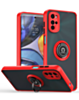 Moto G52 Hard PC Rear / Soft TPU Colorful Border Case with I-ring Holder - RED (Only Ground Shipping)