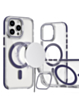 Thin Magnetic Clear Case with Camera Stand Kickstand - PURPLE for iPhone 12 / 12 Pro (Only Ground Shipping)