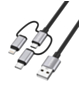 Onten 3in1 Aluminum USB A to C + M + L Charging Data Cable (3ft) (60W) (Only Ground Shipping)