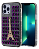 Crystal Stones Case with Paris Adornment - PURPLE for iPhone XR (Only Ground Shipping)