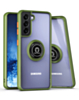 Galaxy S22 Hard PC Rear / Soft TPU Colorful Border Case with I-ring Holder - GREEN (Only Ground Shipping)