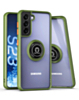 Galaxy S23 Hard PC Rear / Soft TPU Colorful Border Case with I - ring Holder - GREEN (Only Ground Shipping)