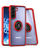 Galaxy S23 Hard PC Rear / Soft TPU Colorful Border Case with I - ring Holder - RED (Only Ground Shipping)