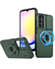 Ring Stand Case & Camera Lens Sliding Cover - DARK GREEN for Galaxy S23 (Only Ground Shipping)
