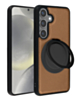 Slim Leather Case with Wireless Charging Kickstand - BROWN for Galaxy S23FE (Only Ground Shipping)