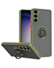 Galaxy S23 FE Hard PC Rear / Soft TPU Colorful Border Case with I-ring Holder - NAVY GREEN (Only Ground Shipping)