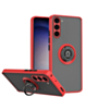 Galaxy S23 FE Hard PC Rear / Soft TPU Colorful Border Case with I-ring Holder - RED (Only Ground Shipping)