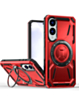 Full-Body Rugged Shockproof Case with Built-in Ring Holder - RED for Galaxy S25E (Only Ground Shipping)