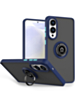 Galaxy S25E Hard PC Rear/Soft TPU Colorful Border Case with I - ring Holder - NAVY BLUE (Only Ground Shipping)