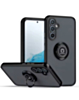 Galaxy S25 Plus Hard PC Rear / Soft TPU Colorful Border Case with I - ring Holder - BLACK (Only Ground Shipping)