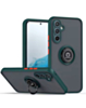 Galaxy S25 Plus Hard PC Rear / Soft TPU Colorful Border Case with I - ring Holder - DARK GREEN (Only Ground Shipping)