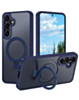Carbon Wireless Charging Case with Ring Stand - DARK BLUE for Galaxy S25 Plus (Only Ground Shipping)