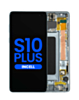 Stock up on the LCD assembly with frame for Galaxy S10 Plus G975 in Prism Blue, without fingerprint sensor, aftermarket Incell.