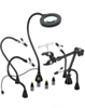 Soldering Circuit Board Holder Magnetic with 3X LED Magnifying Lamp, 360 Hot Air Gun Holder Flexible Metal Arms Heavy Duty Base (Only Ground Shipping)