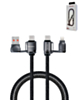Ven-Dens USB A+C to C+L Fast Charging Data Cable with Lanyard (BLACK) (60W) (6ft) (Only Ground Shipping)