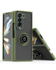Galaxy Z Fold 5 Hard PC Rear / Soft TPU Colorful Border Case with I - ring Holder - NAVY GREEN (Only Ground Shipping)