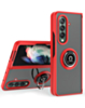 Galaxy Z Fold 7 Hard PC Rear / Soft TPU Colorful Border Case with I - ring Holder - RED (Only Ground Shipping)