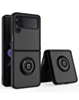 Galaxy Z Flip 4 Hard PC Rear / Soft TPU Colorful Border Case with I - ring Holder - BLACK (Only Ground Shipping)