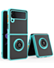 Galaxy Z Flip 4 Hard PC Rear / Soft TPU Colorful Border Case with I - ring Holder - BLUE (Only Ground Shipping)