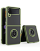 Galaxy Z Flip 4 Hard PC Rear / Soft TPU Colorful Border Case with I - ring Holder - DARK GREEN (Only Ground Shipping)