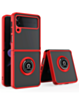 Galaxy Z Flip 4 Hard PC Rear / Soft TPU Colorful Border Case with I - ring Holder - RED (Only Ground Shipping)