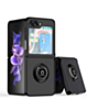 Galaxy Z Flip 5 Hard PC Rear / Soft TPU Colorful Border Case with I - ring Holder - BLACK (Only Ground Shipping)