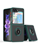 Galaxy Z Flip 5 Hard PC Rear / Soft TPU Colorful Border Case with I - ring Holder - DARK GREEN (Only Ground Shipping)
