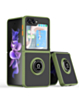 Galaxy Z Flip 5 Hard PC Rear / Soft TPU Colorful Border Case with I - ring Holder - NAVY GREEN (Only Ground Shipping)