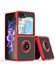Galaxy Z Flip 5 Hard PC Rear / Soft TPU Colorful Border Case with I - ring Holder - RED d (Only Ground Shipping)