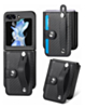 Wallet Case with Credit Card Holder Slot & Wristband - BLACK for Galaxy Z Flip 6 / Z Flip 7 FE (Only Ground Shipping)