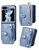 Wallet Case with Credit Card Holder Slot & Wristband - BLUE for Galaxy Z Flip 6 / Z Flip 7 FE (Only Ground Shipping)