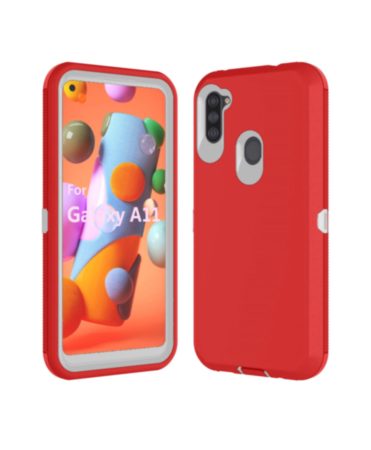 Heavy Duty Case for Galaxy A11 (RED & WHITE) (Only Ground Shipping)