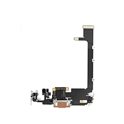 Stock up on the charging port flex cable for iPhone 11 Pro Max in gold. Daughter board soldering is required.