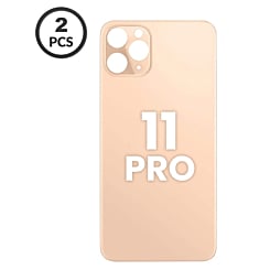 Back Glass with Bigger Camera Hole for iPhone 11 Pro (Pack of 2) (NO LOGO) (GOLD) 