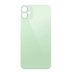Buy the green back glass for iPhone 12 with a bigger camera hole and no logo.
