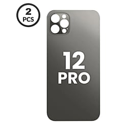 Back Glass with Bigger Camera Hole for iPhone 12 Pro (Pack of 2) (NO LOGO) (GRAPHITE) 