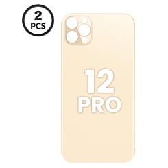 Back Glass with Bigger Camera Hole for iPhone 12 Pro (Pack of 2) (NO LOGO) (GOLD) 
