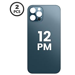 Back Glass with Bigger Camera Hole for iPhone 12 Pro Max (Pack of 2) (NO LOGO) (PACIFIC BLUE) 