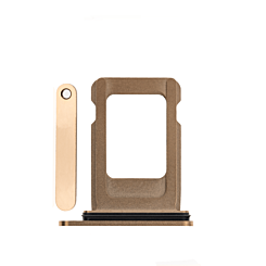 Purchase the single SIM card tray in gold for iPhone 13 Pro Max, 13 Pro, 12 Pro Max, and 12 Pro.

