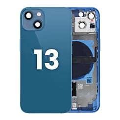 Back Housing Frame with Small Components Pre-Installed for iPhone 13 (NO LOGO) (US Version) (BLUE)
