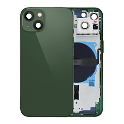 Stock up on the Back Housing Frame with Small Components Pre-Installed for iPhone 13 NO LOGO US Version GREEN.

