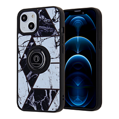 Pattern Design Hard PC Rear / Soft TPU Colorful Border Case with I- ring Holder - Style 4 for iPhone 13 Pro (Only Ground Shipping)