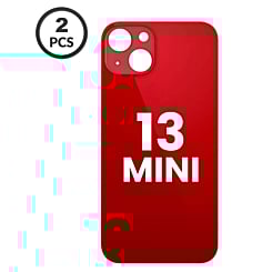 Back Glass with Bigger Camera Hole for iPhone 13 Mini (Pack of 2) (NO LOGO) (RED) 