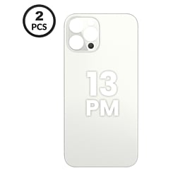 Back Glass with Bigger Camera Hole for iPhone 13 Pro Max (Pack of 2) (NO LOGO) (SILVER) 